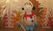 Композиция из воздушных шаров «Снеговик в новогодней арке»