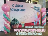 Фотозона из воздушных шаров "С днем рождения ТЦ "НЕБО"